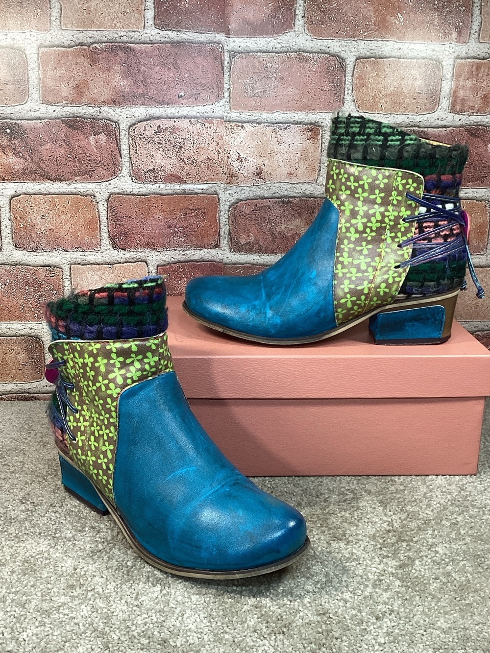 Socofy Boho women’s multicolor ankle booties size 36eu size 6 us